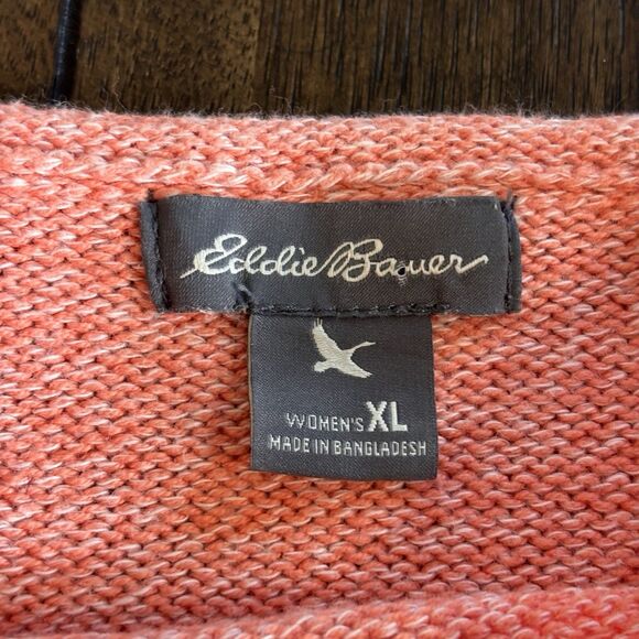 Eddie Bauer Sweater Womens XL Orange Pullover Chunky Knit Fishermans Roll Neck - Picture 7 of 8